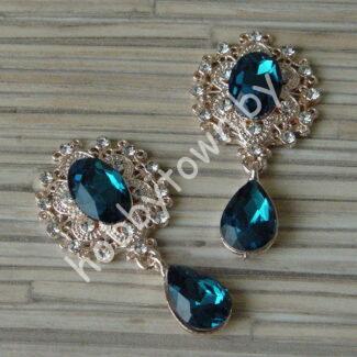 Серединка ювелирная с подвеской 25×45 мм (цв.золото/бирюзовый 11) 1 шт.