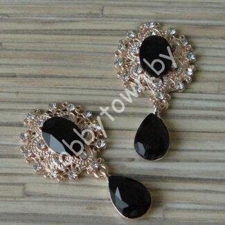 Серединка ювелирная с подвеской 25×45 мм (цв.золото/чёрный 6) 1 шт.