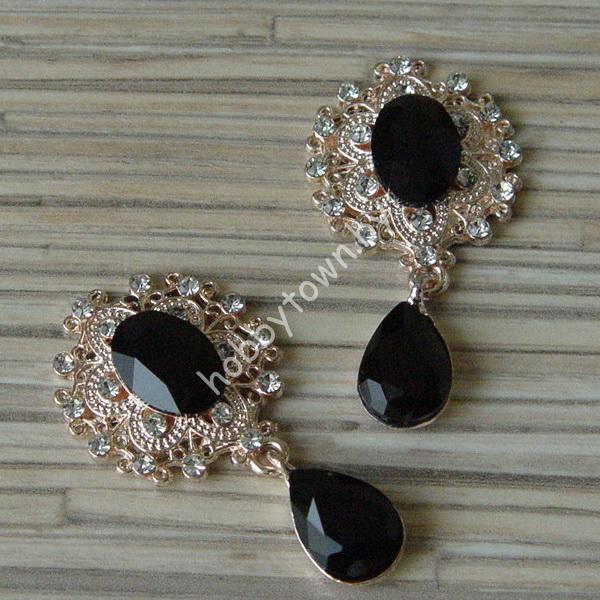 Серединка ювелирная с подвеской 25×45 мм (цв.золото/чёрный 6) 1 шт.