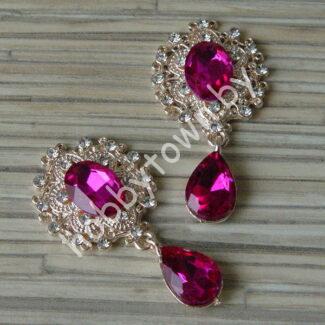 Серединка ювелирная с подвеской 25×45 мм (цв.золото/фуксия 23) 1 шт.