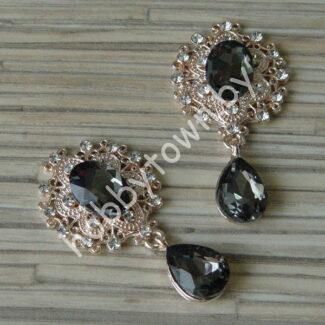 Серединка ювелирная с подвеской 25×45 мм (цв.золото/графитовый 4) 1 шт.