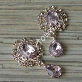 Серединка ювелирная с подвеской 25×45 мм (цв.золото/розовый 13) 1 шт.