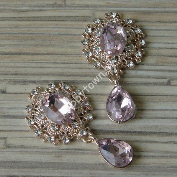 Серединка ювелирная с подвеской 25×45 мм (цв.золото/розовый 13) 1 шт.