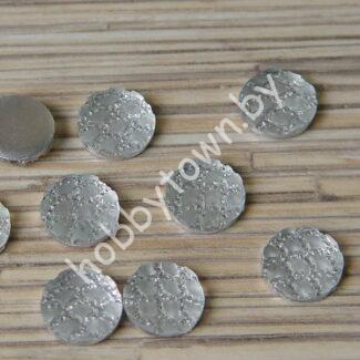 Стразовые серединки пластик Чешуйки 14 мм (цв. серебро) 1шт.