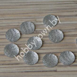 Стразовые серединки пластик Полоски 12 мм (цв. серебро) 1шт.