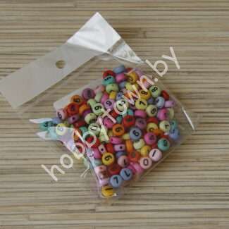 Бусины-цифы круглые 7 мм (цв. ассорти) 200 шт.