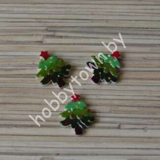 Кабошон акриловый Ёлочка со звездой 20x19 мм 1шт.