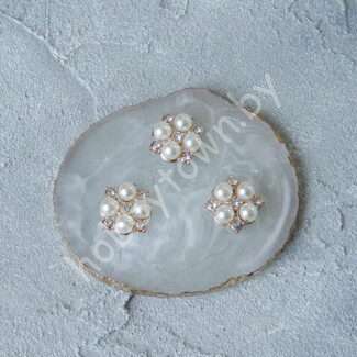 Кабошон флоризель со стразами пластик 22x22 мм (цв. золото) 1 шт.