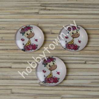 Кабошон Жирафик в веночке, 25 мм (стекло) 1шт.