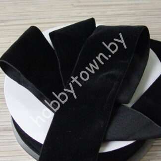 Лента бархатная 4 см (цв. чёрный 03) 1 метр