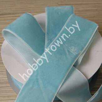 Лента бархатная 4 см (цв. голубой 171) 1 метр