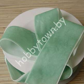 Лента бархатная 4 см (цв. мятный 46) 1 метр