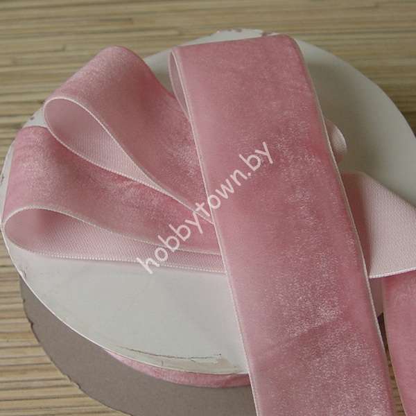 Лента бархатная 4 см (цв. розовый 36) 1 метр