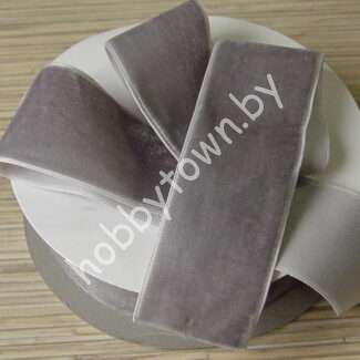 Лента бархатная 4 см (цв. серый 169) 1 метр