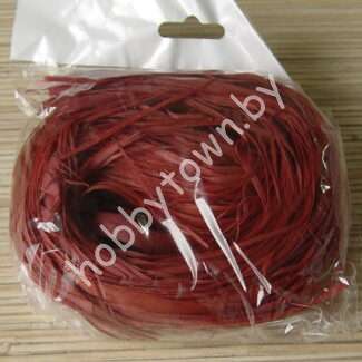 Лыко чесаное цветное 30 г ± 5 г (цв. красный)