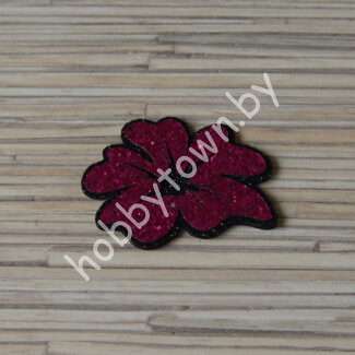 Патч-заготовка Цветок 50 мм (цв. чёрный/фуксия) 1шт.