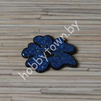 Патч-заготовка Цветок 50 мм (цв. чёрный/синий) 1шт.