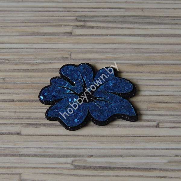 Патч-заготовка Цветок 50 мм (цв. чёрный/синий) 1шт.