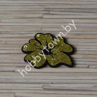 Патч-заготовка Цветок 50 мм (цв. чёрный/золото) 1шт.