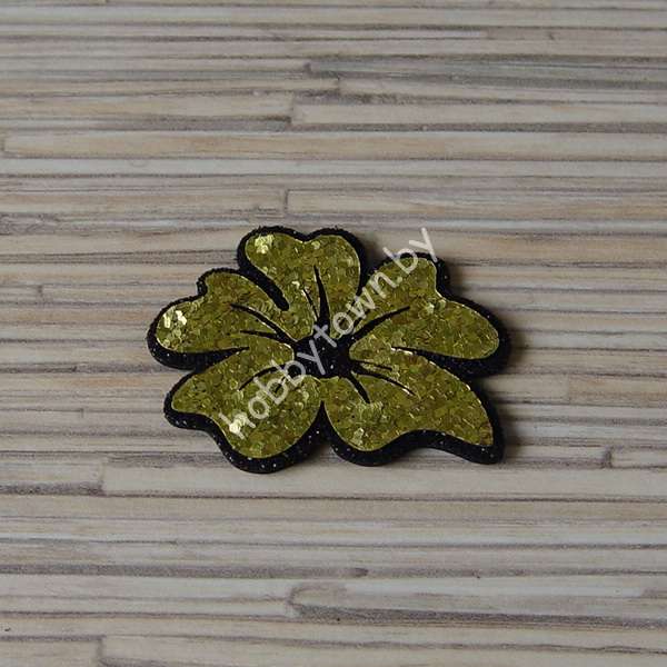 Патч-заготовка Цветок 35 мм (цв. чёрный/золото) 1шт.