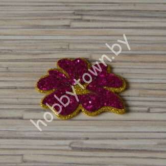 Патч-заготовка Цветок 50 мм (цв. золото/фуксия) 1шт.