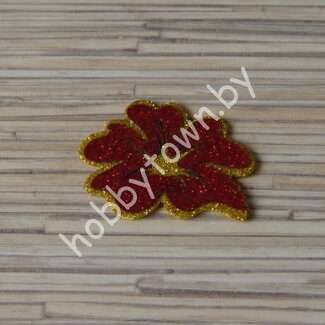 Патч-заготовка Цветок 50 мм (цв. золото/красный) 1шт.