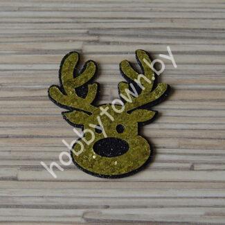 Патч-заготовка Голова Оленя 50 мм (цв. чёрный/золото) 1шт.