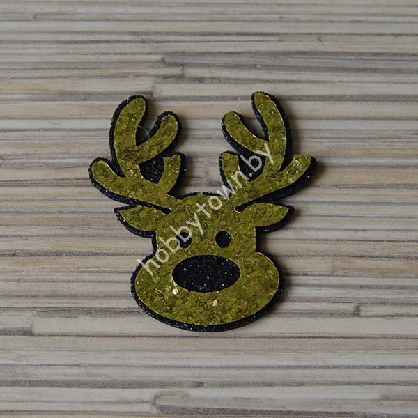 Патч-заготовка Голова Оленя 50 мм (цв. чёрный/золото) 1шт.