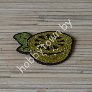 Патч-заготовка Лимон 35 мм (цв. чёрный/золото) 1шт.