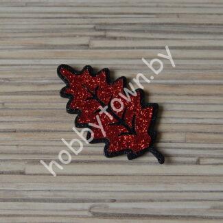 Патч-заготовка Листик 35 мм (цв. чёрный/красный) 1шт.