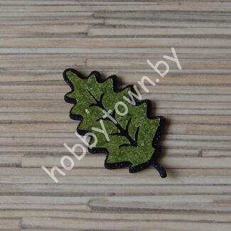 Патч-заготовка Листик 35 мм (цв. чёрный/зелёный) 1шт.