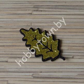 Патч-заготовка Листик 50 мм (цв. чёрный/золото) 1шт.