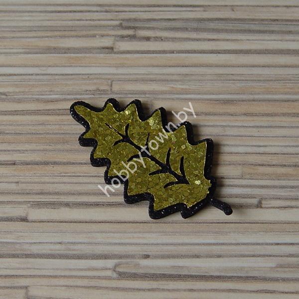 Патч-заготовка Листик 50 мм (цв. чёрный/золото) 1шт.