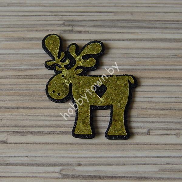 Патч-заготовка Олень 50 мм (цв. чёрный/золото) 1шт.
