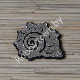 Патч-заготовка Ракушка 50 мм (цв. чёрный/серебро) 1шт.
