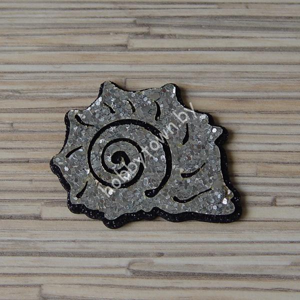 Патч-заготовка Ракушка 50 мм (цв. чёрный/серебро) 1шт.