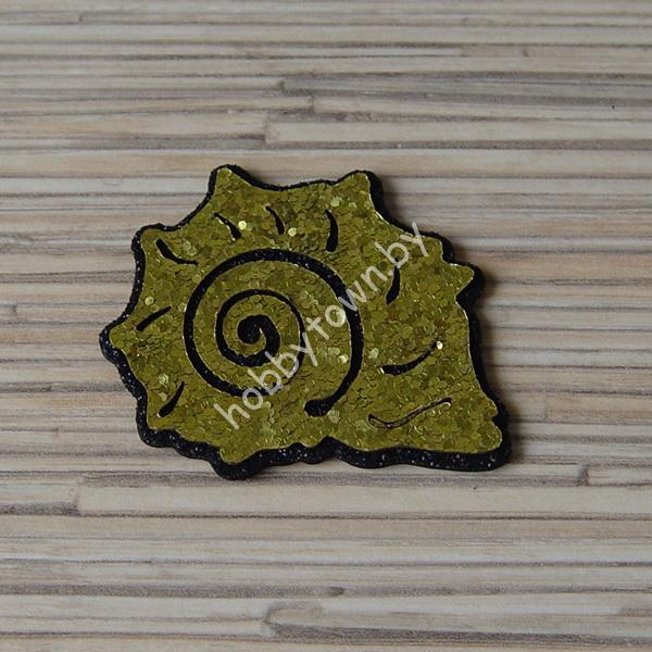 Патч-заготовка Ракушка 50 мм (цв. чёрный/золото) 1шт.