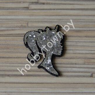 Патч-заготовка Силуэт 35 мм (цв. чёрный/серебро) 1шт.