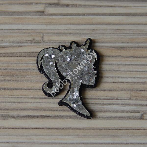 Патч-заготовка Силуэт 35 мм (цв. чёрный/серебро) 1шт.