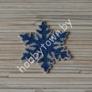 Патч-заготовка Снежинка 50 мм (цв. серебро/синий) 1шт.