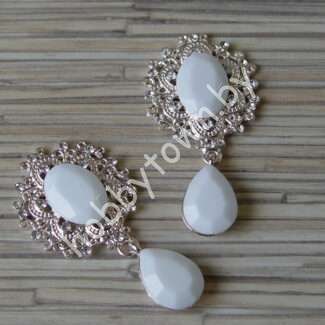 Серединка ювелирная с подвеской 30x55 мм (цв.золото/белый) 1 шт.