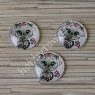 Кабошон Котик в наушниках, 25 мм (стекло) 1шт.