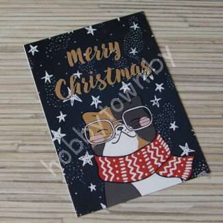Карточка "Merry Christmas кот в шарфике" 7x10 см