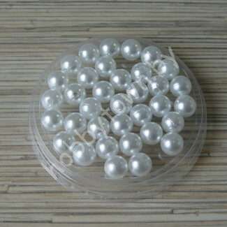 Бусины пластиковые перламутр 12 мм (цв.белый) 10 шт.