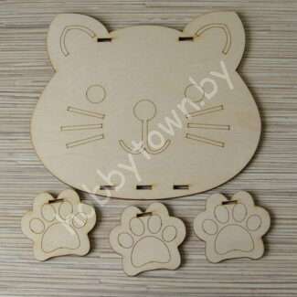 Держатель для заколок "Котик" фанера 5 мм, 20 см, 1 шт