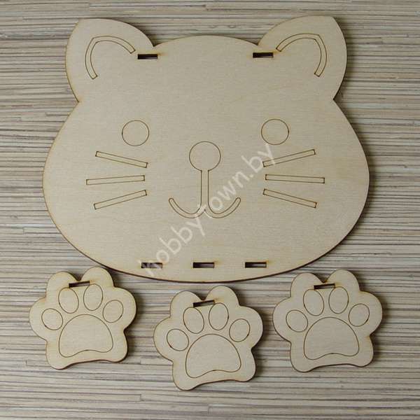 Держатель для заколок "Котик" фанера 5 мм, 20 см, 1 шт