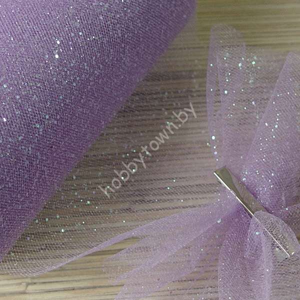 Фатин средней жёсткости с блёстками, ширина 15 см, (цв. фиолетовый) 1 метр