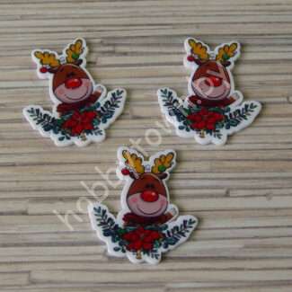 Кабошон-вырубка Новогодний олень, 33x37 мм 1шт.