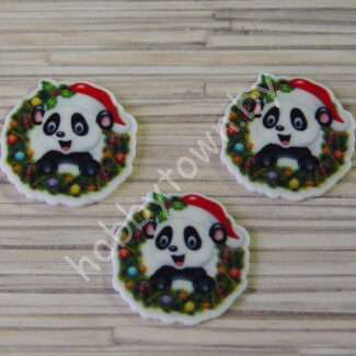 Кабошон-вырубка Новогодняя Панда, 30 мм 1шт.