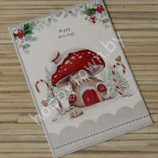 Карточка Happy Holidays грибочек 5x7,2 см